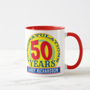 Mug 50e anniversaire Célébration de 50 ans avec nom