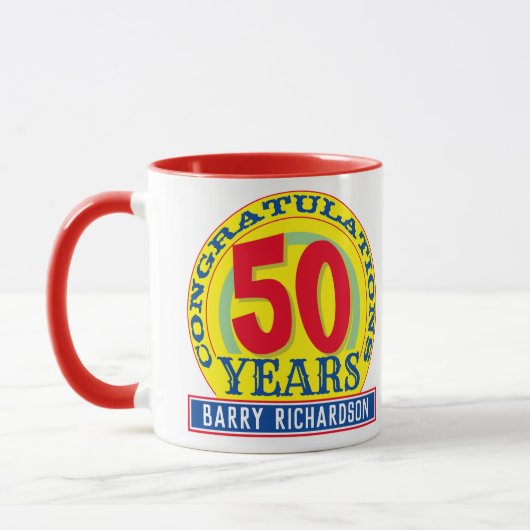 Mug 50e anniversaire Célébration de 50 ans avec nom (Gauche)
