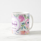 Mug 50e anniversaire chic boho aquarellée fleurs roses (Devant droit)