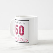 Mug 50e anniversaire Chrysanthème rose Texte personnal (Devant gauche)