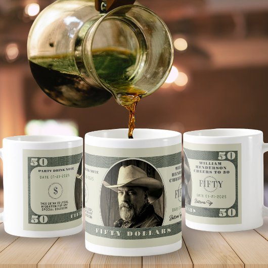 Mug 50e anniversaire de la facture de 50 dollars