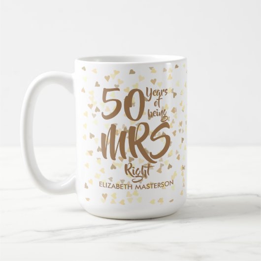 Mug 50e anniversaire de Mariage d'or de Mme Right Fun (Gauche)