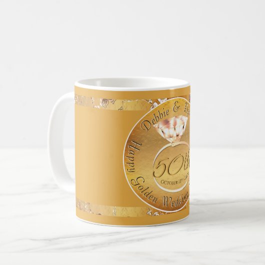 Mug 50e anniversaire de Mariage Rose (Devant gauche)