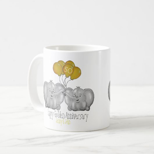 Mug 50e anniversaire d'Mariage d'or (Devant gauche)