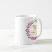 Mug 50e anniversaire du Mariage couronne de fleurs ros (Devant droit)