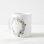 Mug 50e anniversaire du Mariage Floral Lavender Garlan (Devant gauche)