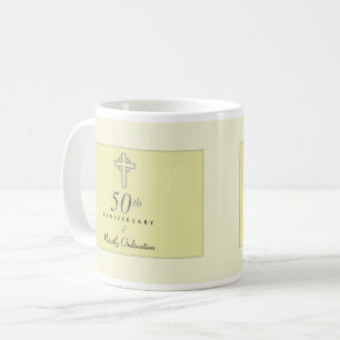 Mug 50e anniversaire du prêtre avec croix embossée