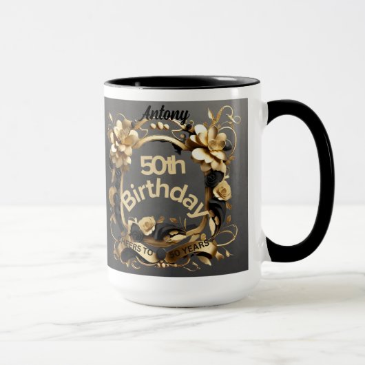 Mug 50e anniversaire Elegant Chic encourage à 50 ans (Droite)