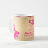 Mug 50e Anniversaire haute talons or rose glam (Devant gauche)