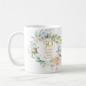Mug 50e anniversaire Mariage Rose aquarelle Garland (Gauche)