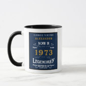Mug 50e anniversaire Né 1973 Retro Black Blue (Gauche)