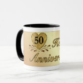 Mug 50e anniversaire - Or (Devant gauche)