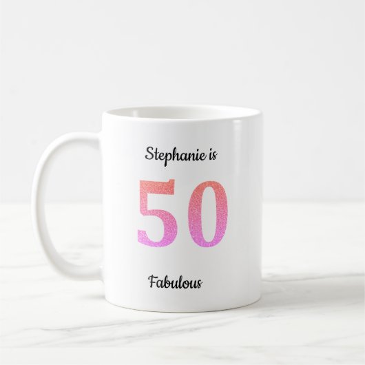 Mug 50e anniversaire Rose Rose Gold Parties scintillan (Gauche)