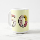 Mug 50e étape Conception florale Boue personnalisable (Devant gauche)