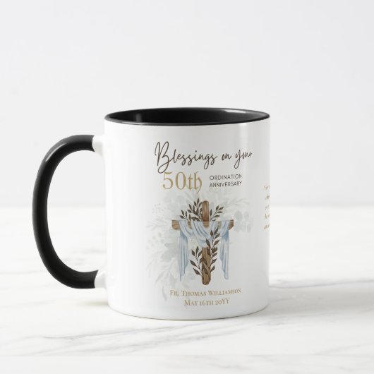 Mug 50e ORDINATION ANNIVERSAIRE Prêtre Pasteur Ministr (Gauche)