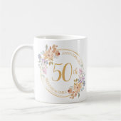 Mug 50ème anniversaire d'or Watercolor Flower Wreath (Gauche)