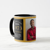 Mug 50th Birthday 1973 Black Gold Ajouter Nom Photo (Devant gauche)
