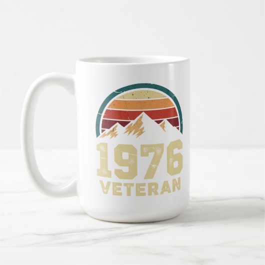 Mug 50th Birthday 1976 Retro Mountains Sunshine Vintag (Gauche)