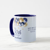 Mug 50th Birthday Navy Gold Balloons  (Devant gauche)