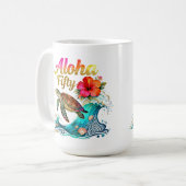 Mug 50th Fifty Birthday Tropical Ocean Beach Theme (Devant gauche)