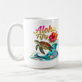 Mug 50th Fifty Birthday Tropical Ocean Beach Theme (Gauche)