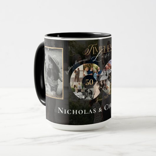 Mug 50th Wedding Anniversary Infinity Photo Collage (Devant gauche)
