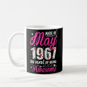 Mug 55e anniversaire stupéfiant depuis mai 1967 Floral