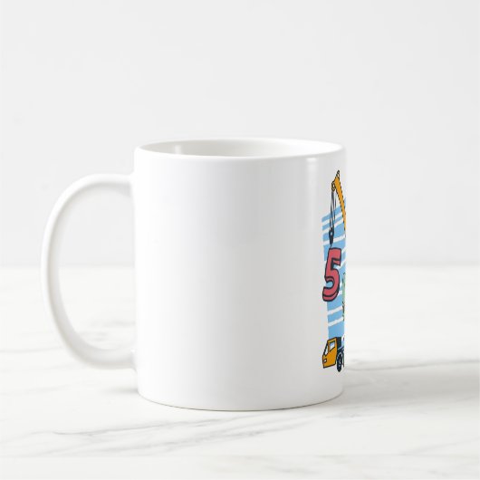Mug 5 ans 5Anniversaire grue mobile Dinosaur (Gauche)