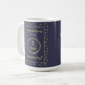 Mug 5 ans d'affaires Anniversaire Marine et Gold Look (Devant gauche)