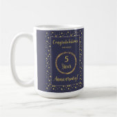 Mug 5 ans d'affaires Anniversaire Marine et Gold Look (Gauche)