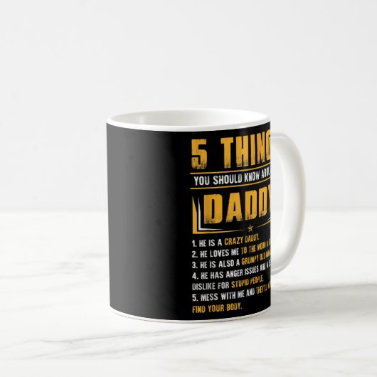 Mug 5 Choses que tu devrais connaître à propos de mon  (Devant droit)