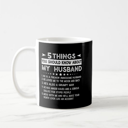 Mug 5 Choses Que Vous Devriez Savoir Sur Mon Mari mari (Gauche)