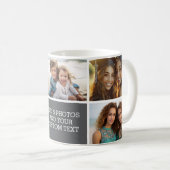 Mug 5 Collage de photos avec texte - Gris Blanc Minima (Devant droit)