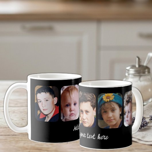 Mug 5 collage photo ajouter du texte noir