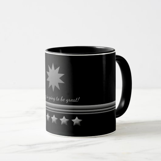 Mug 5 Étoiles Silver Text Black Professional Business  (Devant droit)
