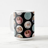 Mug 5 Photo Bordure Cercle - Blanc Noir (Devant gauche)