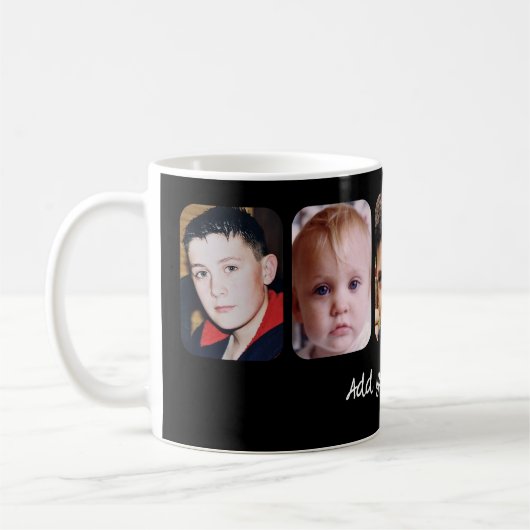 Mug 5 photo collage add text black (Gauche)
