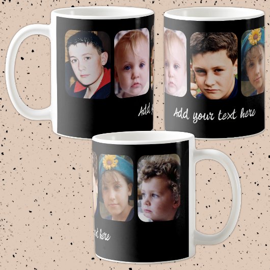 Mug 5 photo collage add text black