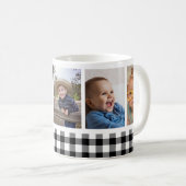 Mug 5 Photo Collage Buffle noir Plaid Holiday (Devant droit)