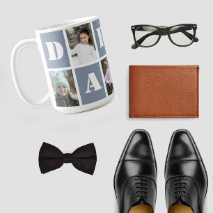 Mug 5 Photo Collage Coeur Dusty Fête des pères bleue