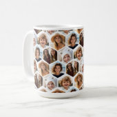 Mug 5 Photo Collage Honeycomb Hexagon Motif - blanc (Devant gauche)
