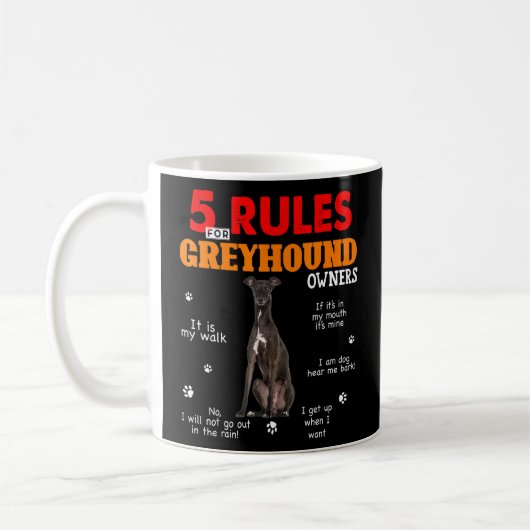Mug 5 Règles Pour Les Propriétaires De Greyhound (Gauche)