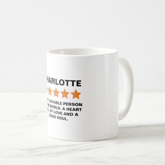 Mug 5 Star Review nom Customizable (Devant droit)