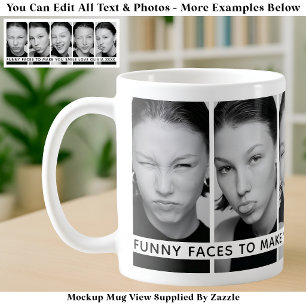 Mug 5 Visages Drôles Photos Personnalisées & Long Mess