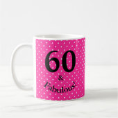 Mug 60 ans et Fabuleux Anniversaire Rose Clair à pois (Gauche)