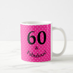 Mug 60 ans et Fabuleux Anniversaire Rose Clair à pois