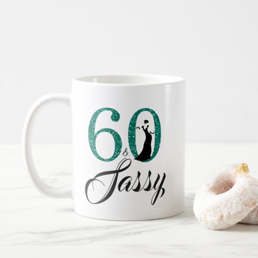 Mug 60 et anniversaire de parties scintillantes (Avec donut)