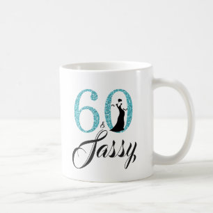Mug 60 et anniversaire de parties scintillantes bleues