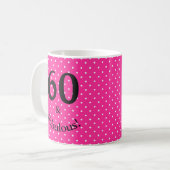Mug 60 & Fabuleux Anniversaire Pois rose vif (Devant gauche)