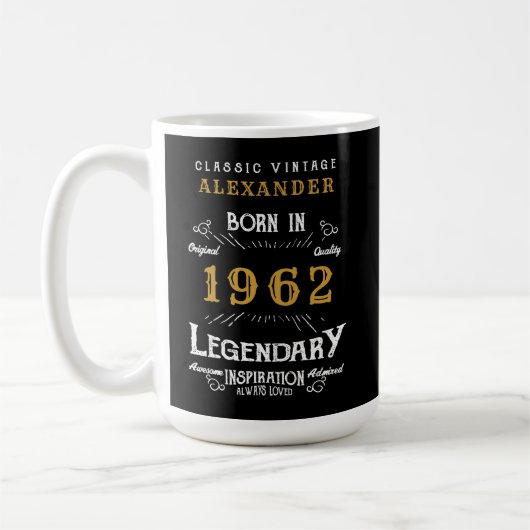 Mug 60e anniversaire 1962 Nom Legendary Black Gold Gra (Gauche)